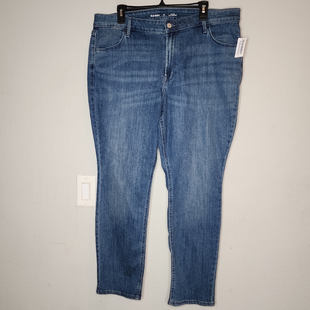NWT Old Navy Wow Straight Highrise Jeans Medium Wash Size 18 Petite 18P